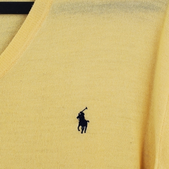 POLO Ralph Lauren Mens XL Merino Wool Sweater Yellow Classic Dad Preppy - Picture 2 of 6